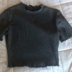 brand new lettuce edge rib-knit top